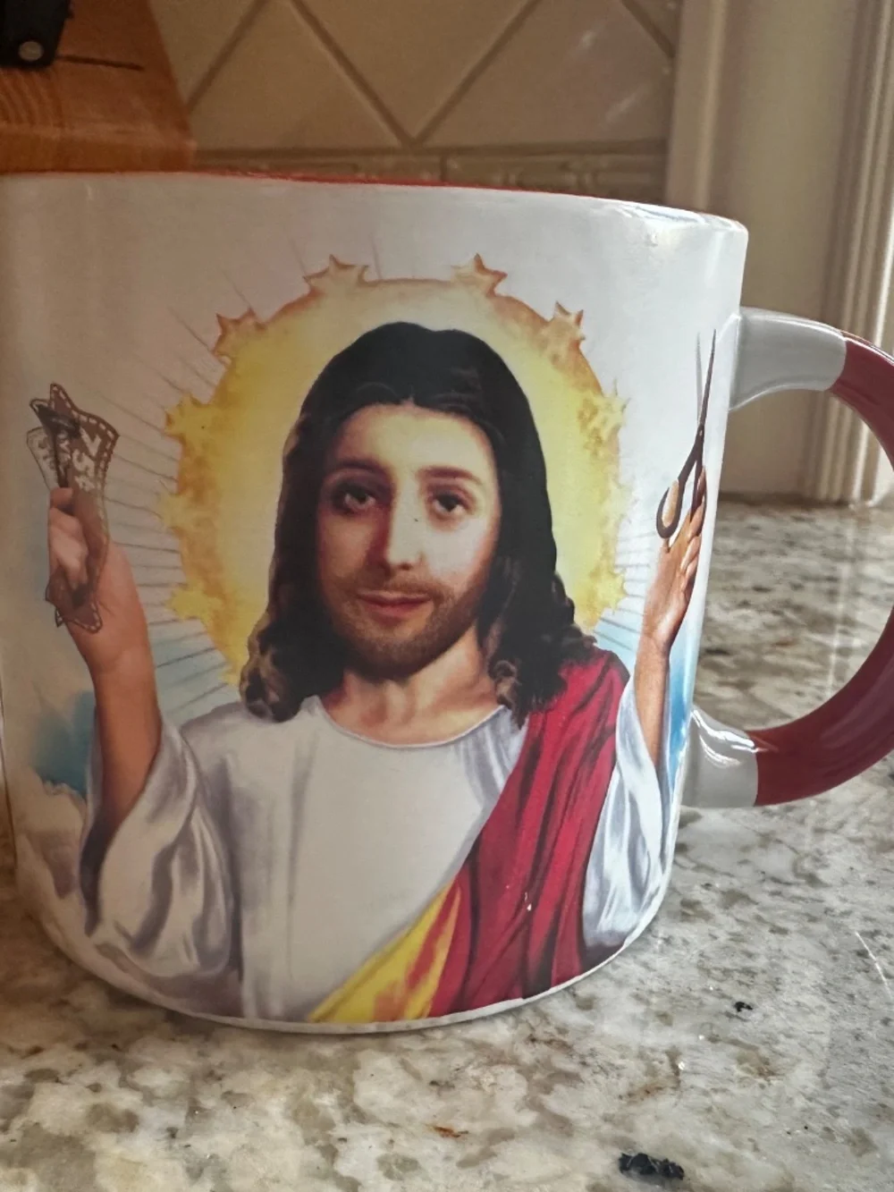 The Unemployed Philosophers Guild Coffee Mug Jesus Shaves Changing Design